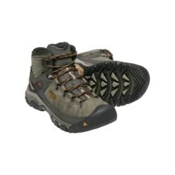 Keen Men's Targhee III Leather Mid Waterproof Hiking Boots - Black Olive/Golden Brown - Regular (D) -Sports Clothing Sale Store 1017787 PPS large