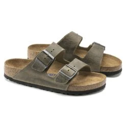 Birkenstock Arizona Soft Footbed Faded Khaki Oiled Nubuck Leather- Regular/Wide -Sports Clothing Sale Store 1019313 pair