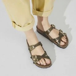 Birkenstock Women's Franca Cork Green Olive Oiled Leather Sandal - Regular/Wide -Sports Clothing Sale Store 1023310 f closeup f