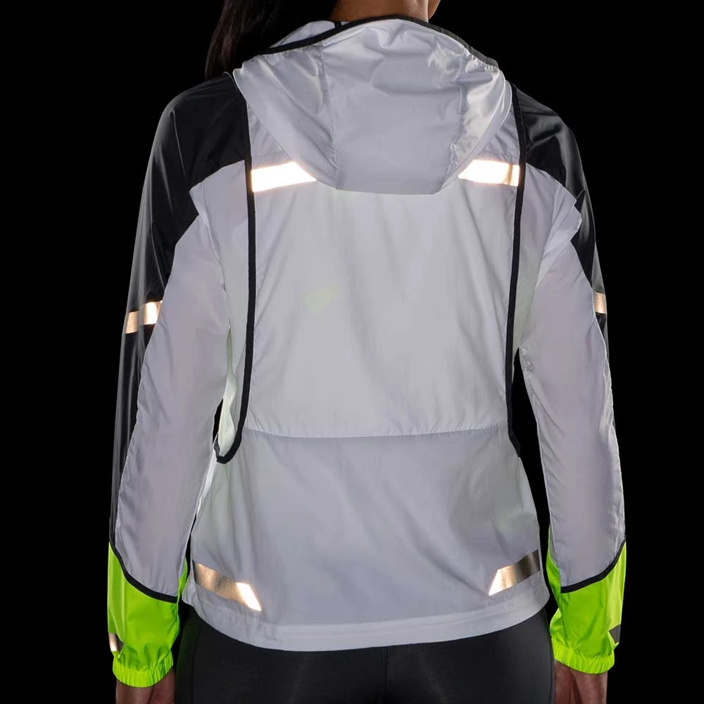 BROOKS Women's Run Visible Convertible Jacket - White/Asphalt/Nightlife 10 BROOKS Women's Run Visible Convertible Jacket - White/Asphalt/Nightlife - Image 8
