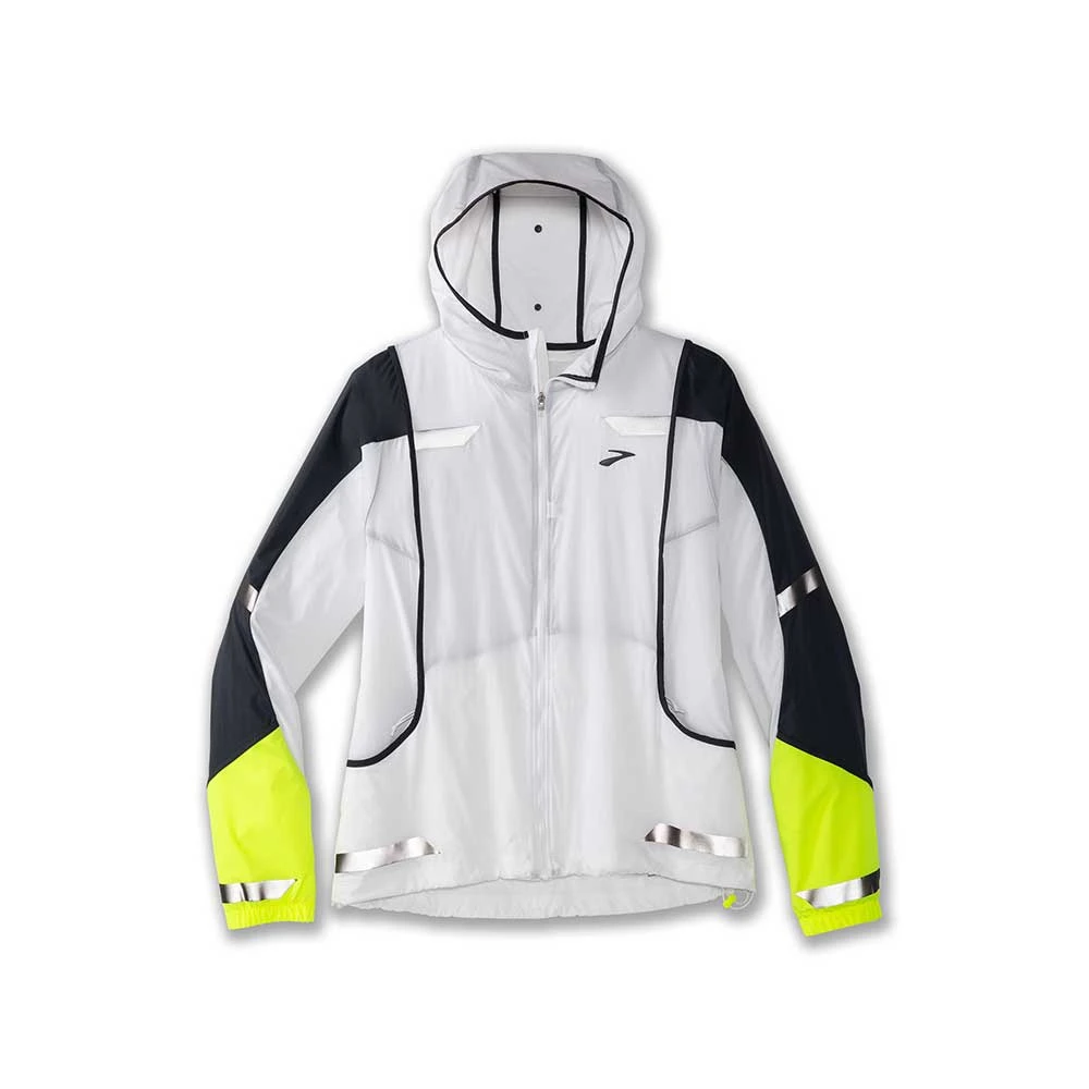 BROOKS Women's Run Visible Convertible Jacket - White/Asphalt/Nightlife 3 BROOKS Women's Run Visible Convertible Jacket - White/Asphalt/Nightlife