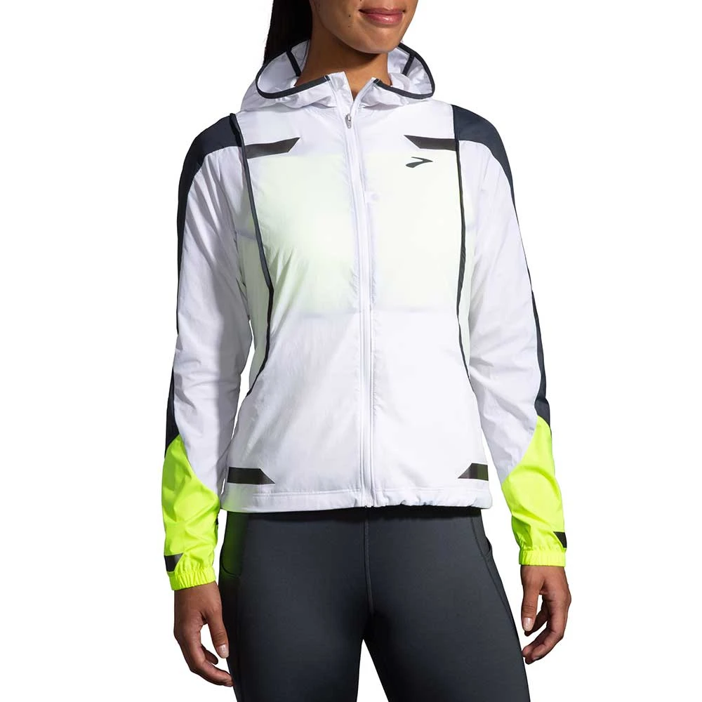 BROOKS Women's Run Visible Convertible Jacket - White/Asphalt/Nightlife 4 BROOKS Women's Run Visible Convertible Jacket - White/Asphalt/Nightlife - Image 2