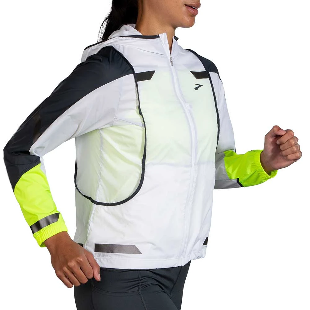 BROOKS Women's Run Visible Convertible Jacket - White/Asphalt/Nightlife 6 BROOKS Women's Run Visible Convertible Jacket - White/Asphalt/Nightlife - Image 4