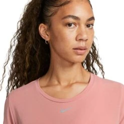 Women's Nike Dri-FIT UV One Luxe Standard Fit Short-Sleeve Top - Red Stardust -Sports Clothing Sale Store AURORA DD0618 618 PHSYM001 2000