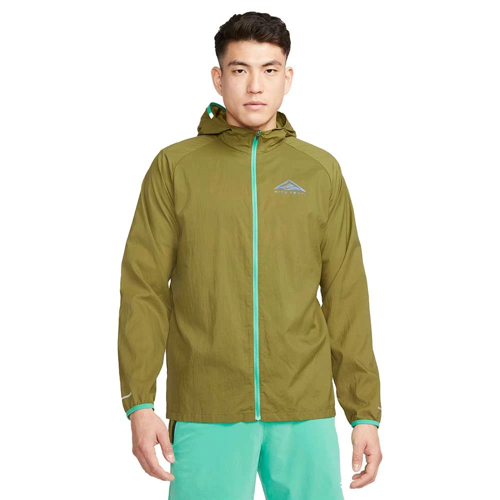 Men's Nike Trail Lightweight Jacket - Olive Flak/Spring Green 3 Men's Nike Trail Lightweight Jacket - Olive Flak/Spring Green
