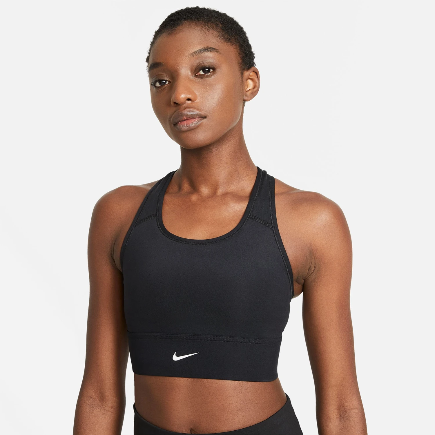 Women's Nike Swoosh Medium-Support Longline Bra - Black/White 3 Women's Nike Swoosh Medium-Support Longline Bra - Black/White