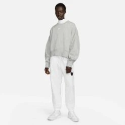 Nike Women's Fleece Oversized Crew - Dark Grey Heather/Sail -Sports Clothing Sale Store DQ5761 063 PHSYM002