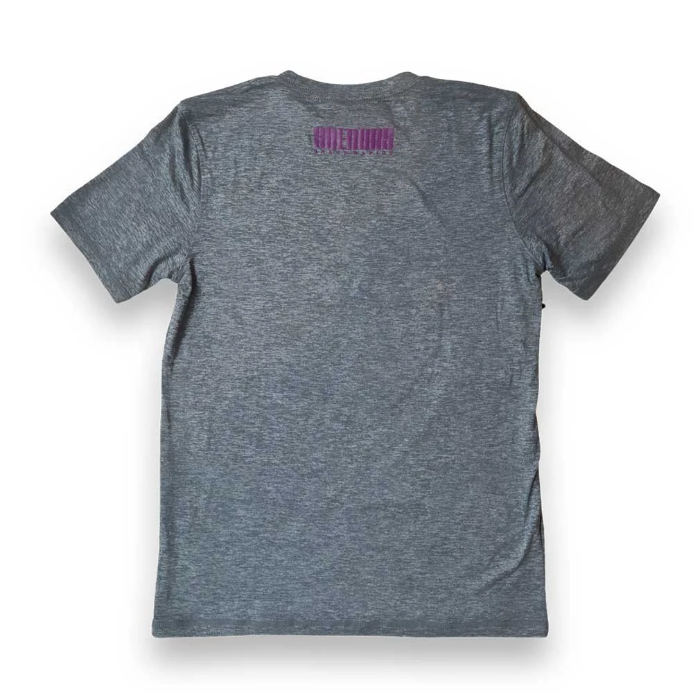Unisex She Runs GR Mouth Skyline Perf Tech SS - Heather Gray/Navy/Pink 4 Unisex She Runs GR Mouth Skyline Perf Tech SS - Heather Gray/Navy/Pink - Image 2