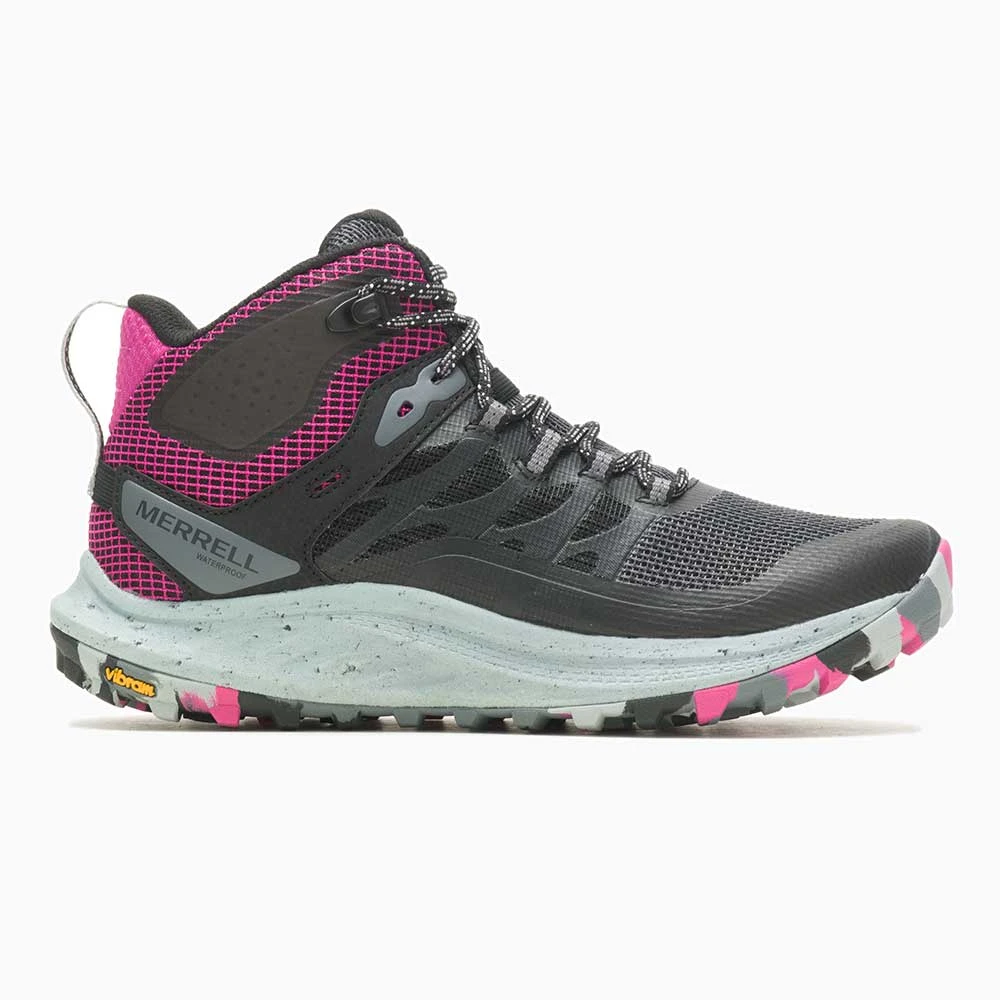 Merrell Women's Antora 3 Mid Waterproof Boot - Black/Fuchsia - Regular (B) 3 Merrell Women's Antora 3 Mid Waterproof Boot - Black/Fuchsia - Regular (B)