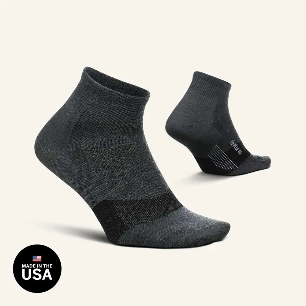 Feetures Unisex Merino 10 Ultra Light Quarter Socks- Gray 4 Feetures Unisex Merino 10 Ultra Light Quarter Socks- Gray - Image 2