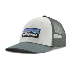 Patagonia P-6 Logo LoPro Trucker Hat - White W/Nouveau Green