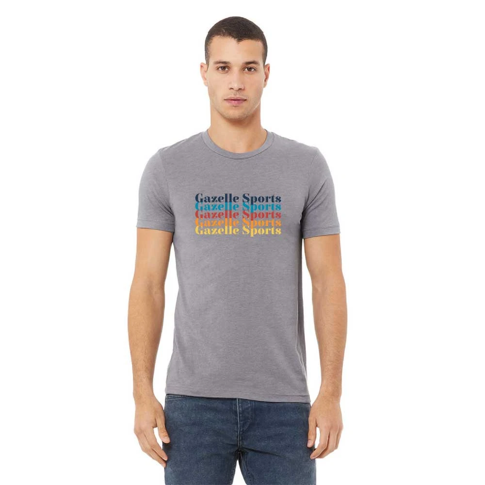 Unisex Gazelle Sports Repeat Triblend Short Sleeve Tee - Athletic Grey 3 Unisex Gazelle Sports Repeat Triblend Short Sleeve Tee - Athletic Grey