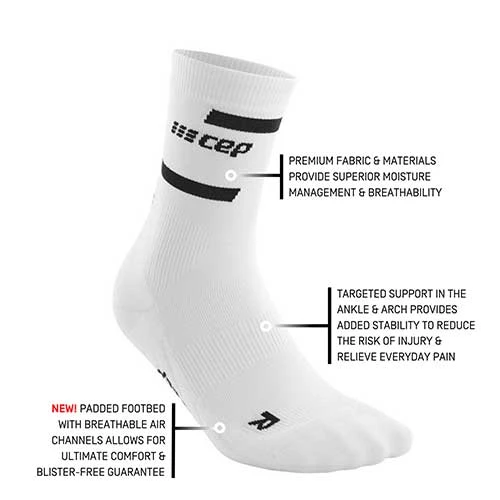 CEP Men's The Run Compression Mid Cut Socks 4.0 - White 7 CEP Men's The Run Compression Mid Cut Socks 4.0 - White - Image 5