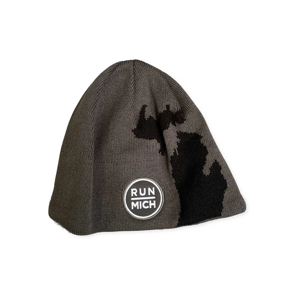 RUN MICH Silhouette Performance Knit Beanie - Grey/Black 3 RUN MICH Silhouette Performance Knit Beanie - Grey/Black