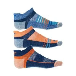 Saucony Men's Inferno Merino Wool No Show Tab Socks - Orange/Blue -3-pack