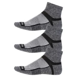 Saucony Unisex Inferno Merino Wool Quarter Socks 3-pack - Grey Marl