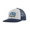 Patagonia Unisex Fitz Roy Horizons Trucker Hat - White W/ New Navy -Sports Clothing Sale Store webimage 6343838E 0485 47FB 9E990C7D9A6A12CB