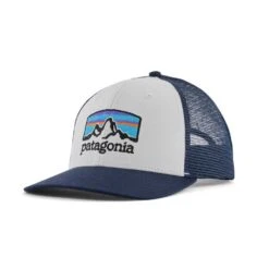 Patagonia Unisex Fitz Roy Horizons Trucker Hat - White W/ New Navy